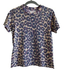 Sol Angeles x Anthropologie Wide Hem Crew Tee Leopard Size XS Casual Cotton
